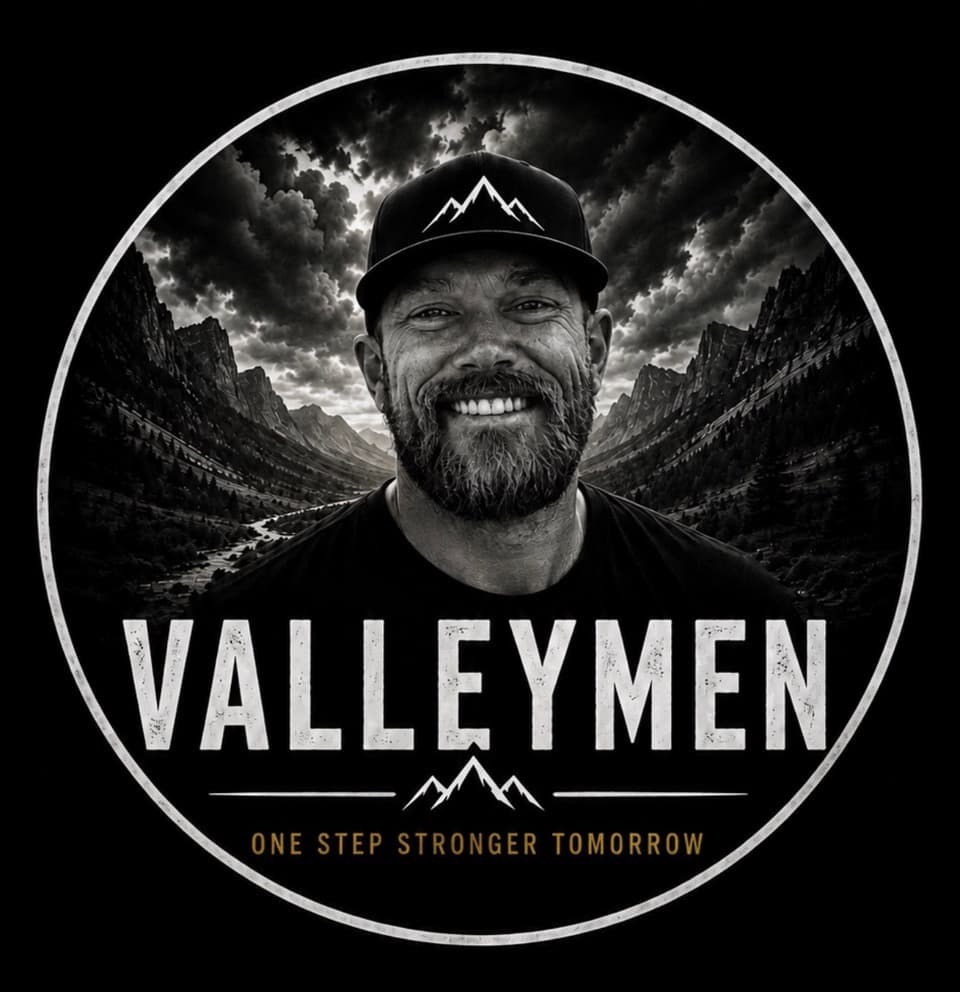 ValleyMen portrait of Nick with the mark and One Step Stronger Tomorrow